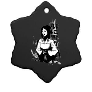 Geisha Japanese Script Greyscale Ceramic Star Ornament