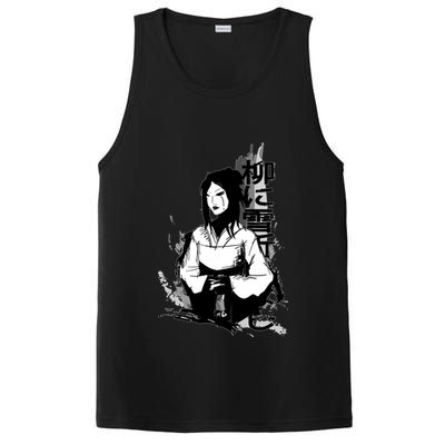 Geisha Japanese Script Greyscale PosiCharge Competitor Tank