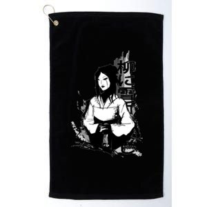 Geisha Japanese Script Greyscale Platinum Collection Golf Towel