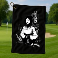 Geisha Japanese Script Greyscale Golf Towel