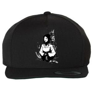 Geisha Japanese Script Greyscale Wool Snapback Cap