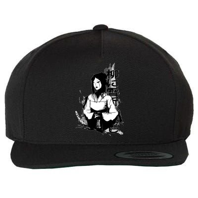 Geisha Japanese Script Greyscale Wool Snapback Cap