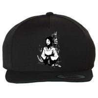 Geisha Japanese Script Greyscale Wool Snapback Cap