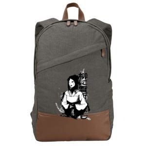 Geisha Japanese Script Greyscale Cotton Canvas Backpack