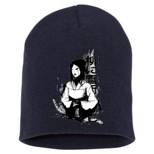 Geisha Japanese Script Greyscale Short Acrylic Beanie