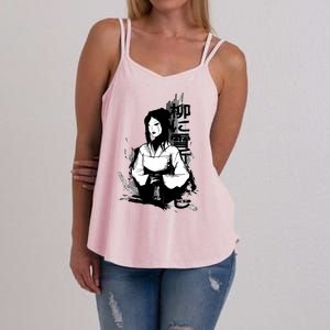 Geisha Japanese Script Greyscale Women's Strappy Tank