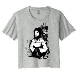 Geisha Japanese Script Greyscale Women's Crop Top Tee