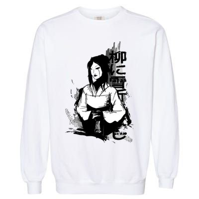 Geisha Japanese Script Greyscale Garment-Dyed Sweatshirt