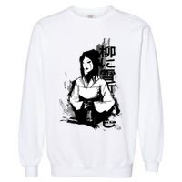 Geisha Japanese Script Greyscale Garment-Dyed Sweatshirt