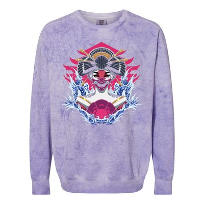 Geishia Ninja Mask Japanese Art Colorblast Crewneck Sweatshirt