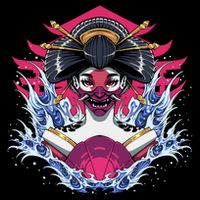 Geishia Ninja Mask Japanese Art Tie-Dye T-Shirt