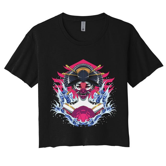 Geishia Ninja Mask Japanese Art Crop Top