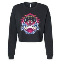 Geishia Ninja Mask Japanese Art Cropped Pullover Crew