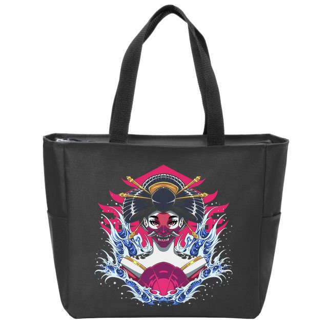 Geishia Ninja Mask Japanese Art Zip Tote Bag