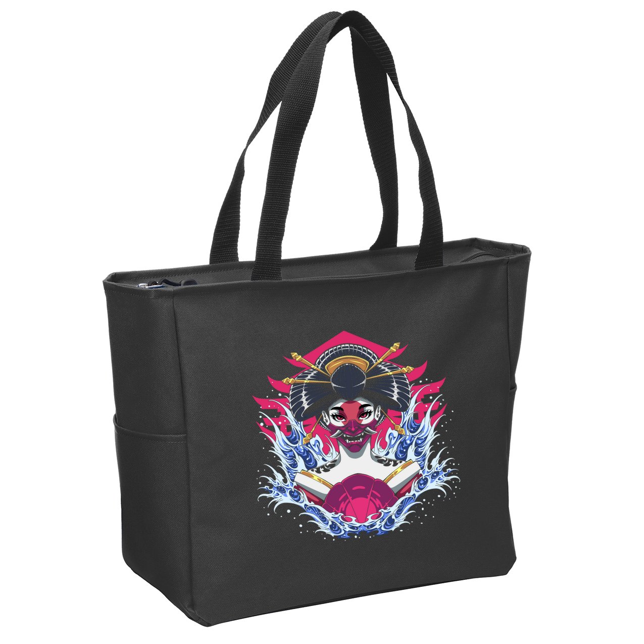 Geishia Ninja Mask Japanese Art Zip Tote Bag
