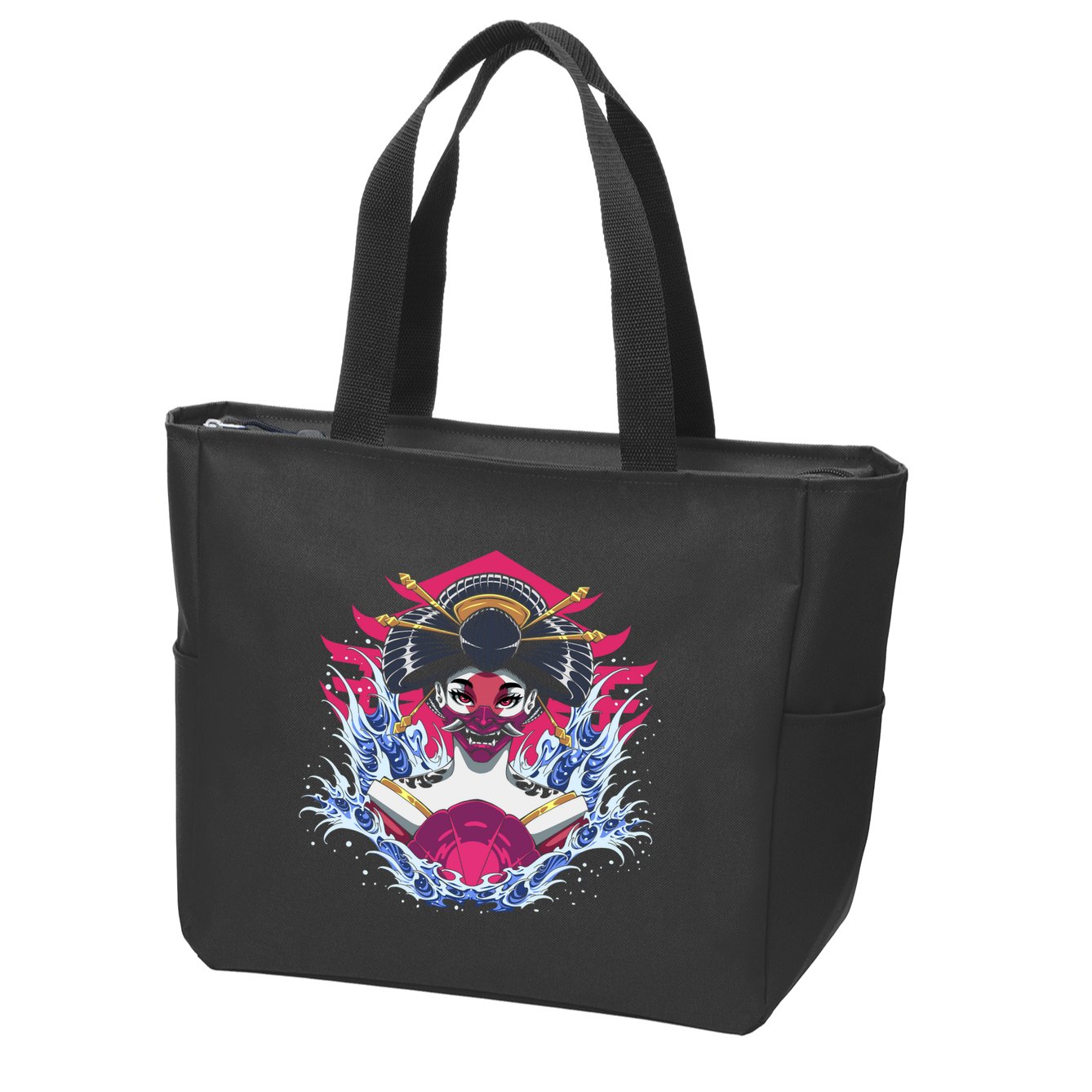 Geishia Ninja Mask Japanese Art Zip Tote Bag