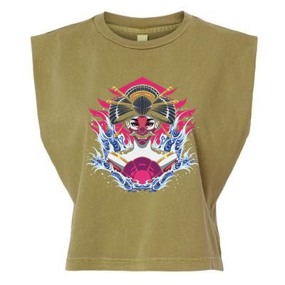 Geishia Ninja Mask Japanese Art Garment-Dyed Women's Muscle Tee