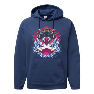 Geishia Ninja Mask Japanese Art Performance Fleece Hoodie