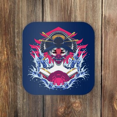 Geishia Ninja Mask Japanese Art Coaster