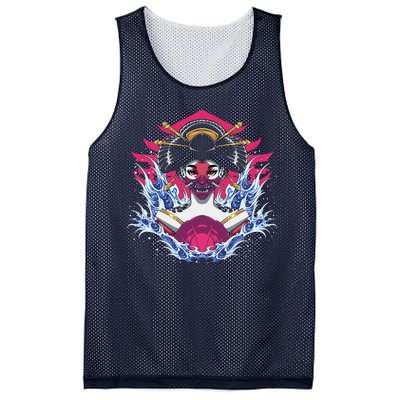 Geishia Ninja Mask Japanese Art Mesh Reversible Basketball Jersey Tank