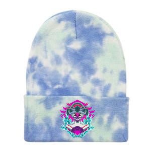 Geishia Ninja Mask Japanese Art Tie Dye 12in Knit Beanie