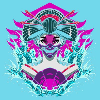 Geishia Ninja Mask Japanese Art T-Shirt