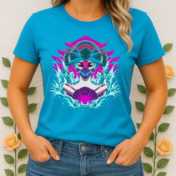 Geishia Ninja Mask Japanese Art Womens T-Shirt