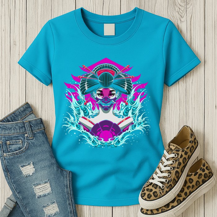 Geishia Ninja Mask Japanese Art Womens T-Shirt