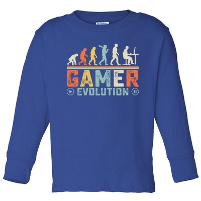 Gamer Evolution Legendary Gear Retro Gaming Session Vibes Cute Gift Toddler Long Sleeve Shirt