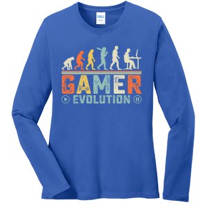 Gamer Evolution Legendary Gear Retro Gaming Session Vibes Cute Gift Ladies Long Sleeve Shirt