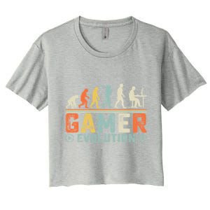 Gamer Evolution Legendary Gear Retro Gaming Session Vibes Cute Gift Women's Crop Top Tee