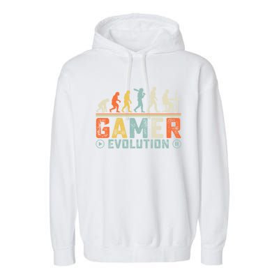 Gamer Evolution Legendary Gear Retro Gaming Session Vibes Cute Gift Garment-Dyed Fleece Hoodie