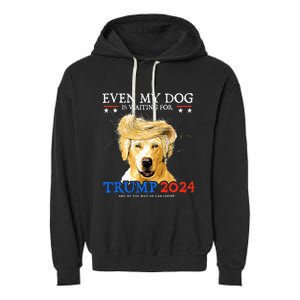 Groovy Even My Dog Is Waiting For Trump 2024 Funny Dog  Garment-Dyed Fleece Hoodie