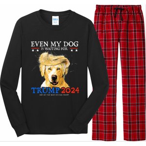 Groovy Even My Dog Is Waiting For Trump 2024 Funny Dog  Long Sleeve Pajama Set