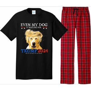 Groovy Even My Dog Is Waiting For Trump 2024 Funny Dog  Pajama Set