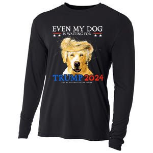 Groovy Even My Dog Is Waiting For Trump 2024 Funny Dog  Cooling Performance Long Sleeve Crew