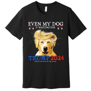 Groovy Even My Dog Is Waiting For Trump 2024 Funny Dog  Premium T-Shirt