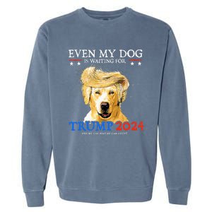 Groovy Even My Dog Is Waiting For Trump 2024 Funny Dog  Garment-Dyed Sweatshirt