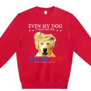 Groovy Even My Dog Is Waiting For Trump 2024 Funny Dog  Premium Crewneck Sweatshirt