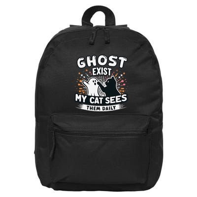 Ghost Exist My Cat Sees Them Daily Funny Matching Halloween 16 in Basic Backpack