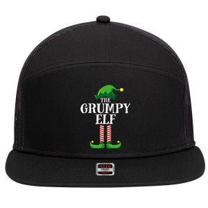 Grumpy Elf Matching Family Group Christmas Party Pyjamas 7 Panel Mesh Trucker Snapback Hat