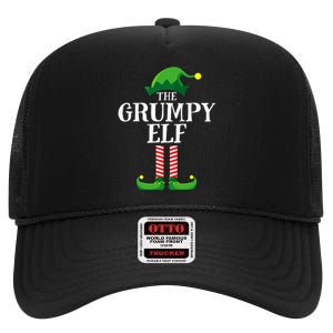 Grumpy Elf Matching Family Group Christmas Party Pyjamas High Crown Mesh Back Trucker Hat