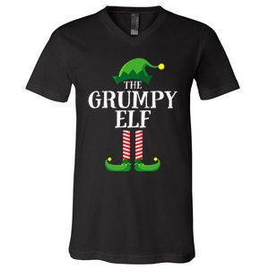 Grumpy Elf Matching Family Group Christmas Party Pyjamas V-Neck T-Shirt