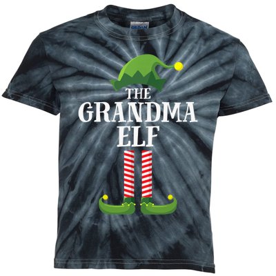 Grandma Elf Matching Family Group Christmas Party Kids Tie-Dye T-Shirt