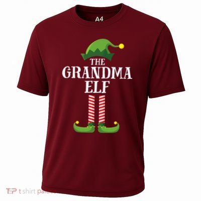 Grandma Elf Matching Family Group Christmas Party Pyjamas Cooling Performance Crew T-Shirt