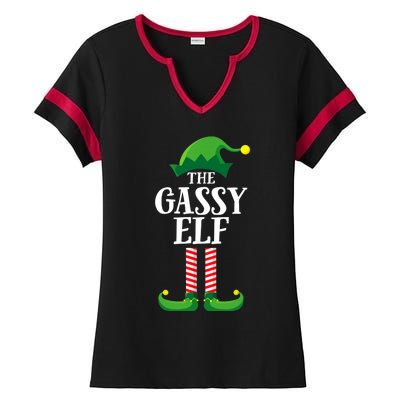 Gassy Elf Matching Family Group Christmas Party Ladies Halftime Notch Neck Tee