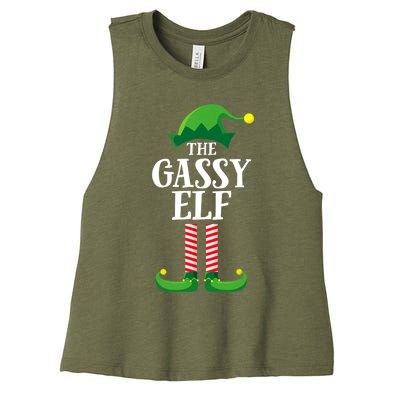 Gassy Elf Matching Family Group Christmas Party Women's Racerback Cropped Tank