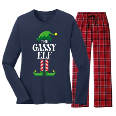 Gassy Elf Matching Family Group Christmas Party Women's Long Sleeve Flannel Pajama Set 