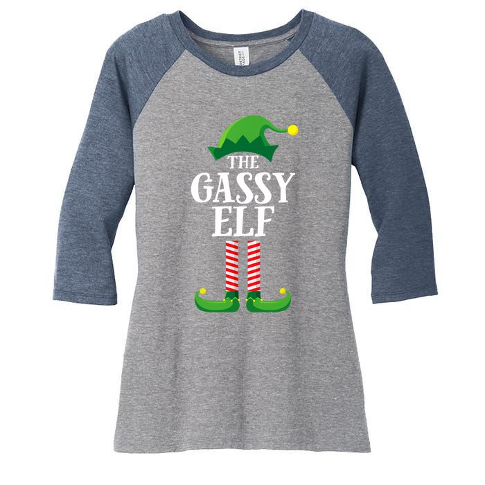 Gassy Elf Matching Family Group Christmas Party Women's Tri-Blend 3/4-Sleeve Raglan Shirt