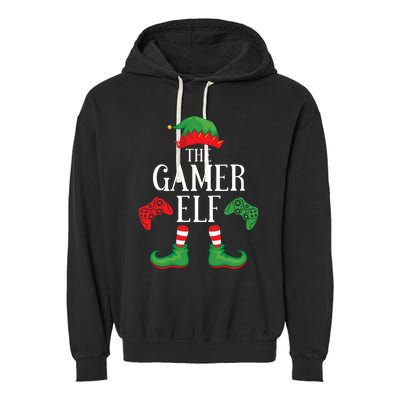 Gamer Elf Matching Group Xmas Gaming Funny Family Christmas Garment-Dyed Fleece Hoodie